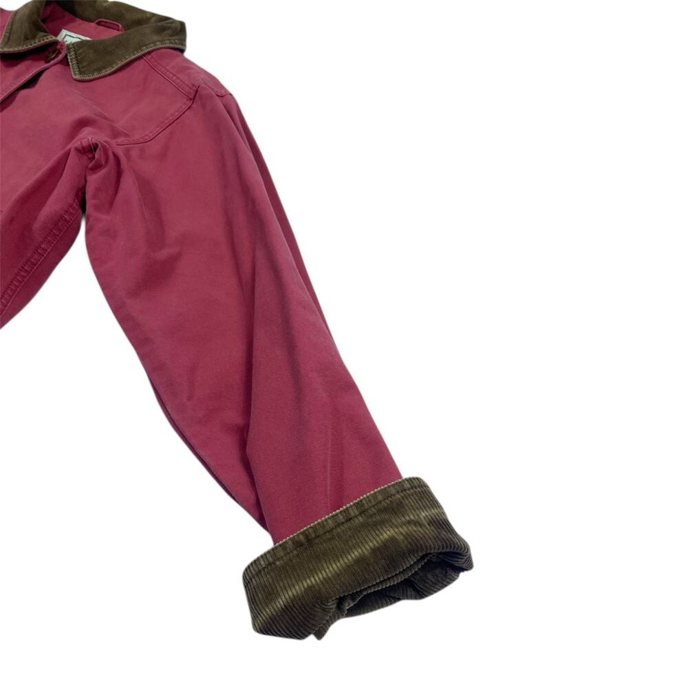 LL Bean Chore Barn Canvas Coat Utility Jacket Red Womens MED Flannel Lined - Picture 6 of 13